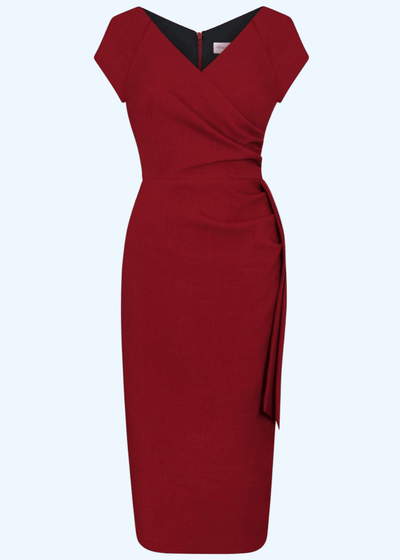 Hourglass pencilkjole i bordeaux pencil kjole Pretty Dress Company 