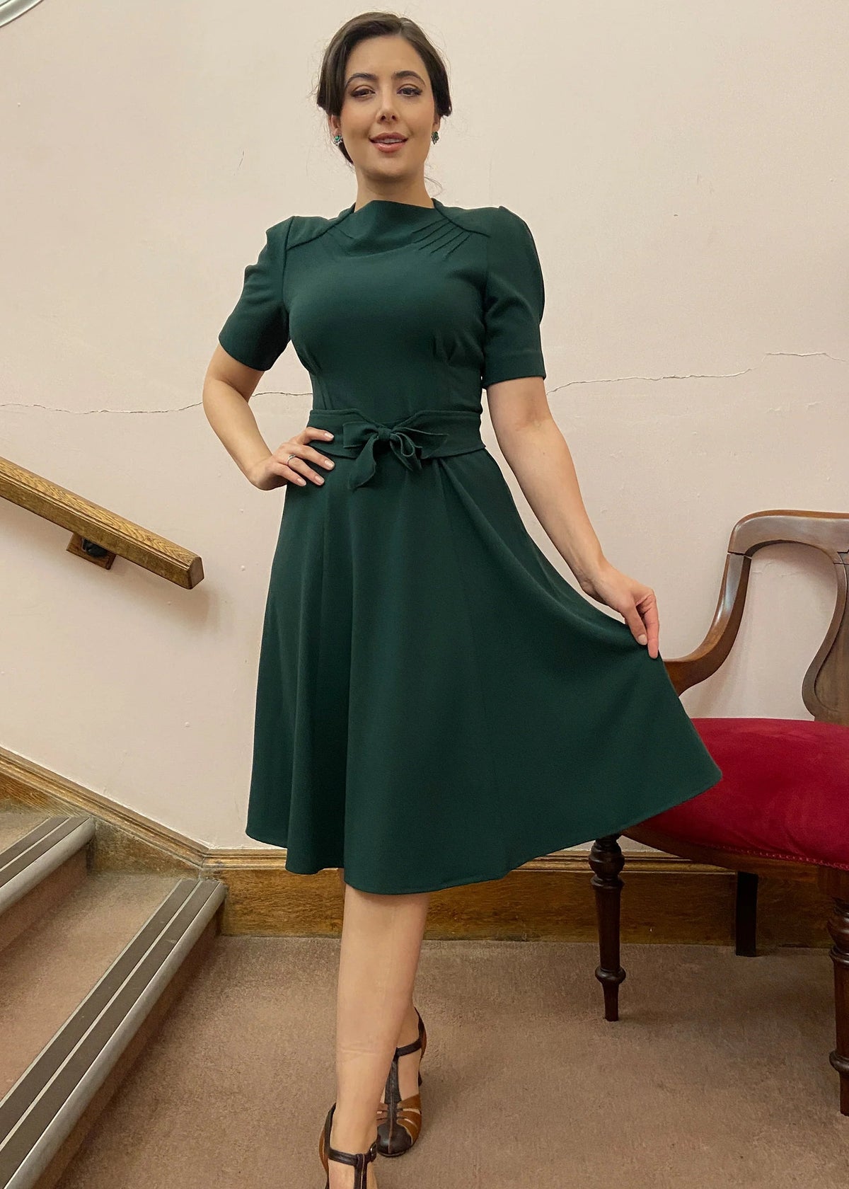 House of Foxy: Stanwyck 40'er stils kjole i grøn House Of Foxy 