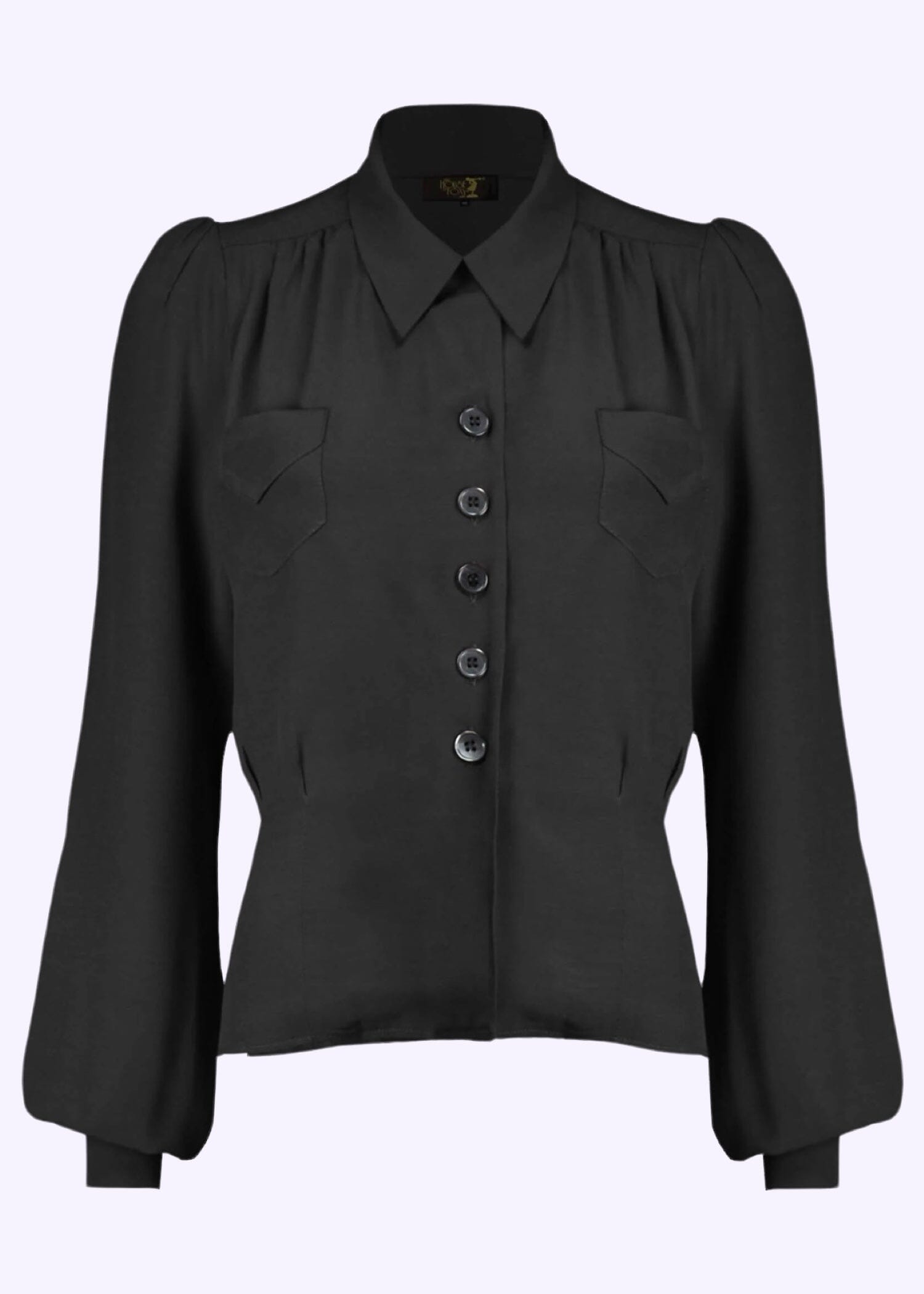 House of Foxy: Sweetheart vintage stils skjortebluse i sort tøj House Of Foxy 