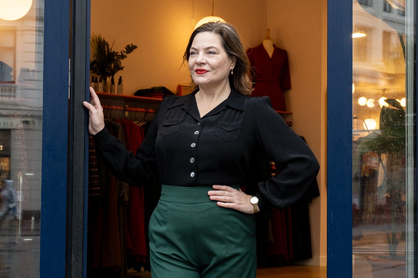 House of Foxy: Sweetheart vintage stils skjortebluse i sort tøj House Of Foxy 