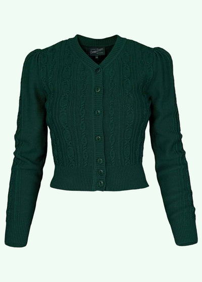 Ice Skater Cardigan i flaskegrøn merinould cardigan Emmy Design 