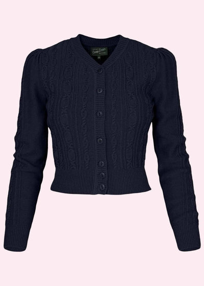 Ice Skater Cardigan i navy melange merinould cardigan Emmy Design 