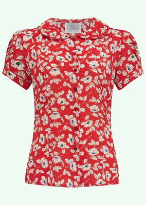 Jive skjorte med rund krave i Pancy Print kortærmet skjorte Seamstress Of Bloomsbury 
