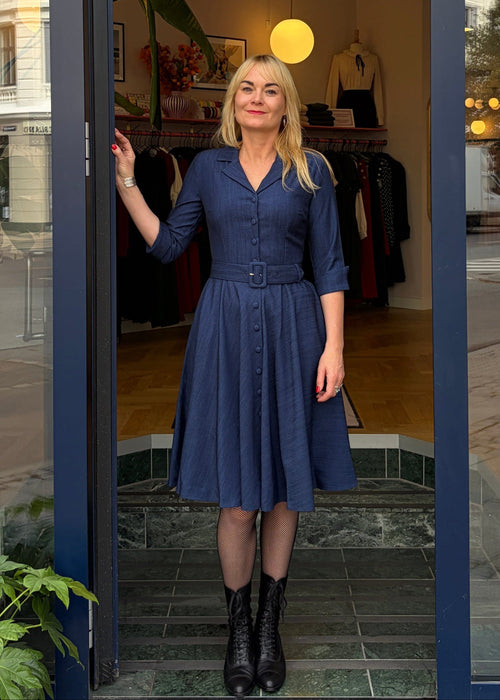 Kelly skjortklänning med 3/4-ärmar - denim-look