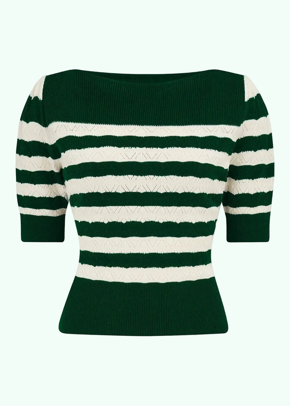 Lana strikbluse - Green/ ivory top Weekend Doll 
