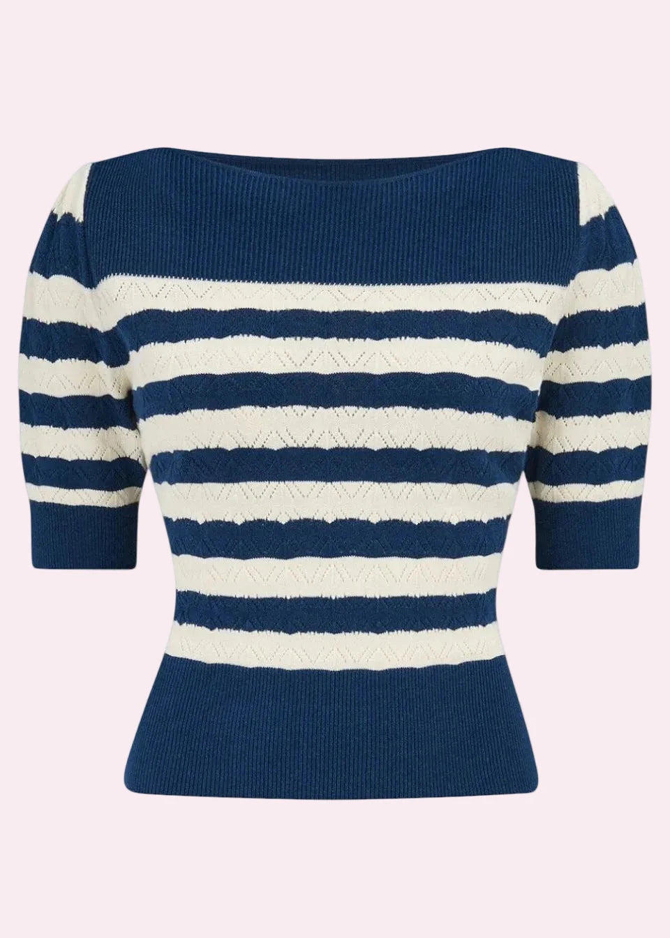 Lana strikbluse - Navy/ ivory top Weekend Doll 