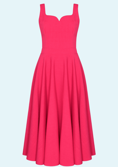 Lola Midi swingkjole i hot pink Kjoler Pretty Dress Company 