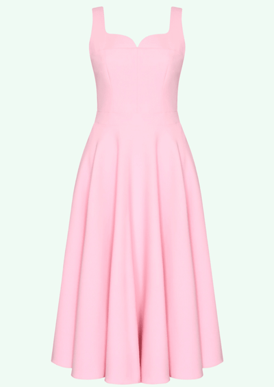 Lola Midi swingkjole i sart rosa Kjoler Pretty Dress Company 
