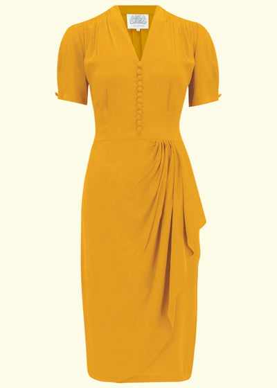 Mabel 1940'er kjole i mustard pencil kjole Seamstress Of Bloomsbury 