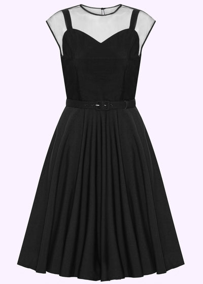 Matilda swing kjole i sort med chiffon detalje Kjoler Daisy Dapper 