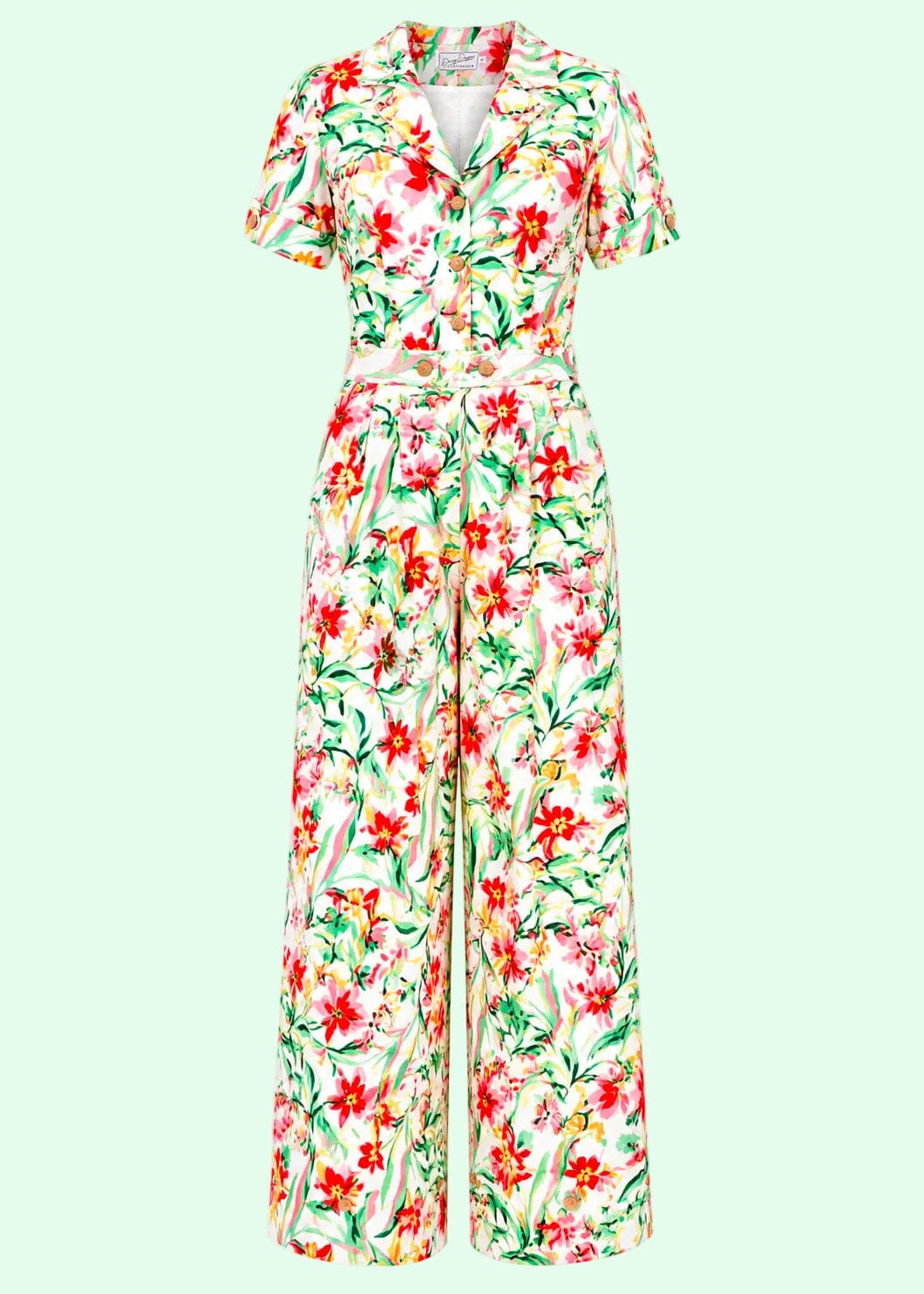 Maxine buksedragt med korte ærmer - multi floral buksedragt Daisy Dapper 