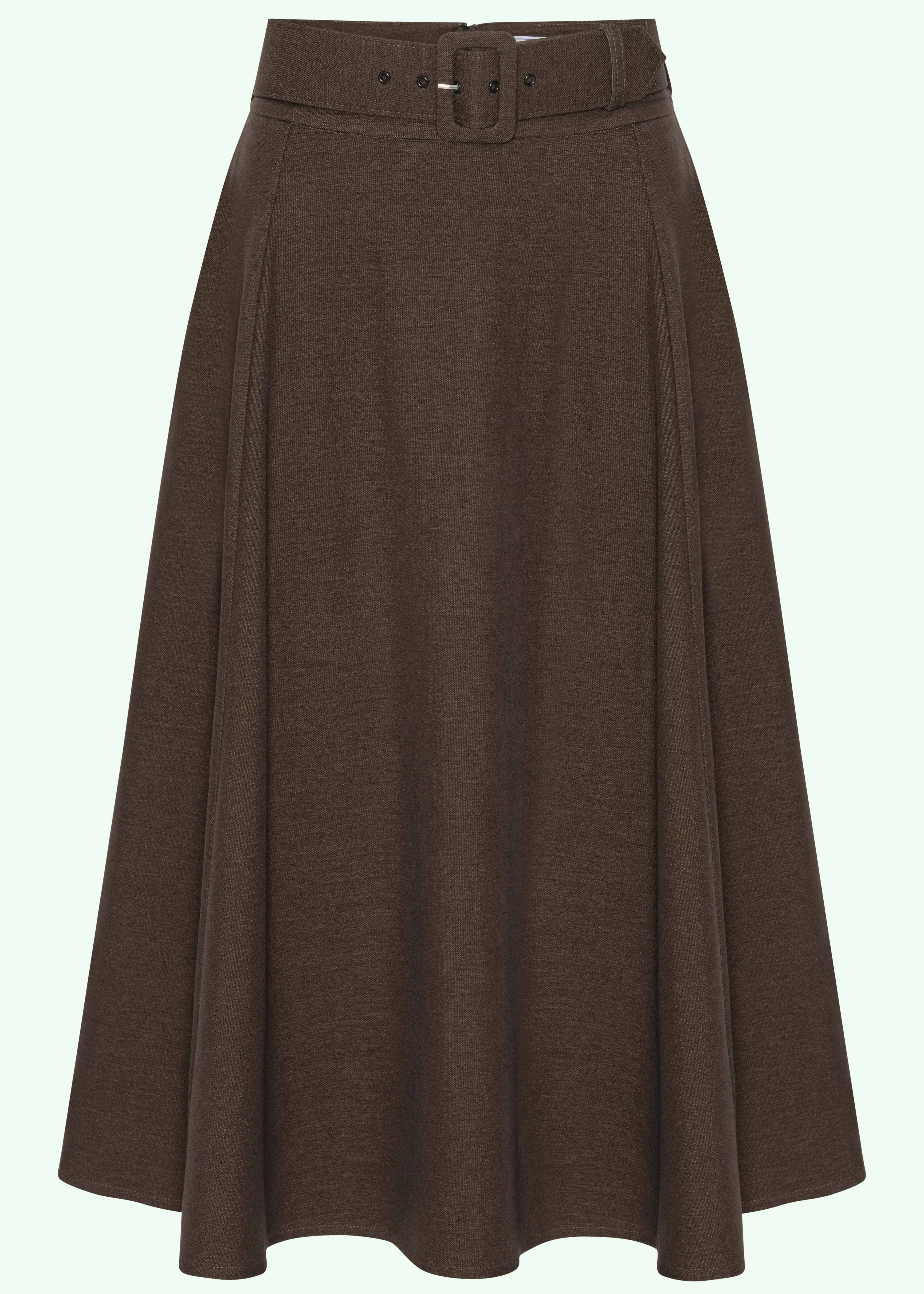 Midi skirt med bælte i brun Nederdel Daisy Dapper 