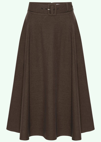 Midi skirt med bælte i brun Nederdel Daisy Dapper 