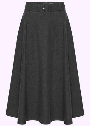 Midi skirt med bælte i sort denim-look Nederdel Daisy Dapper 