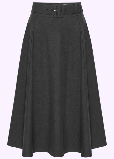 Midi skirt med bælte i sort denim-look Nederdel Daisy Dapper 