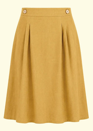 Nederdel med slåom detalje - gul okker aline nederdel Daisy Dapper 