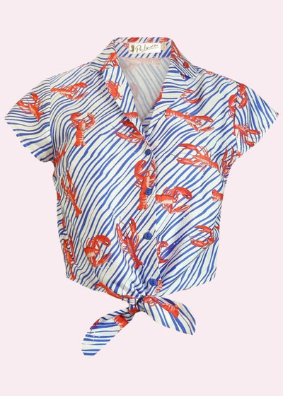 Peggy cropped bindeskjorte med 'Lobster' print tøj Palava 