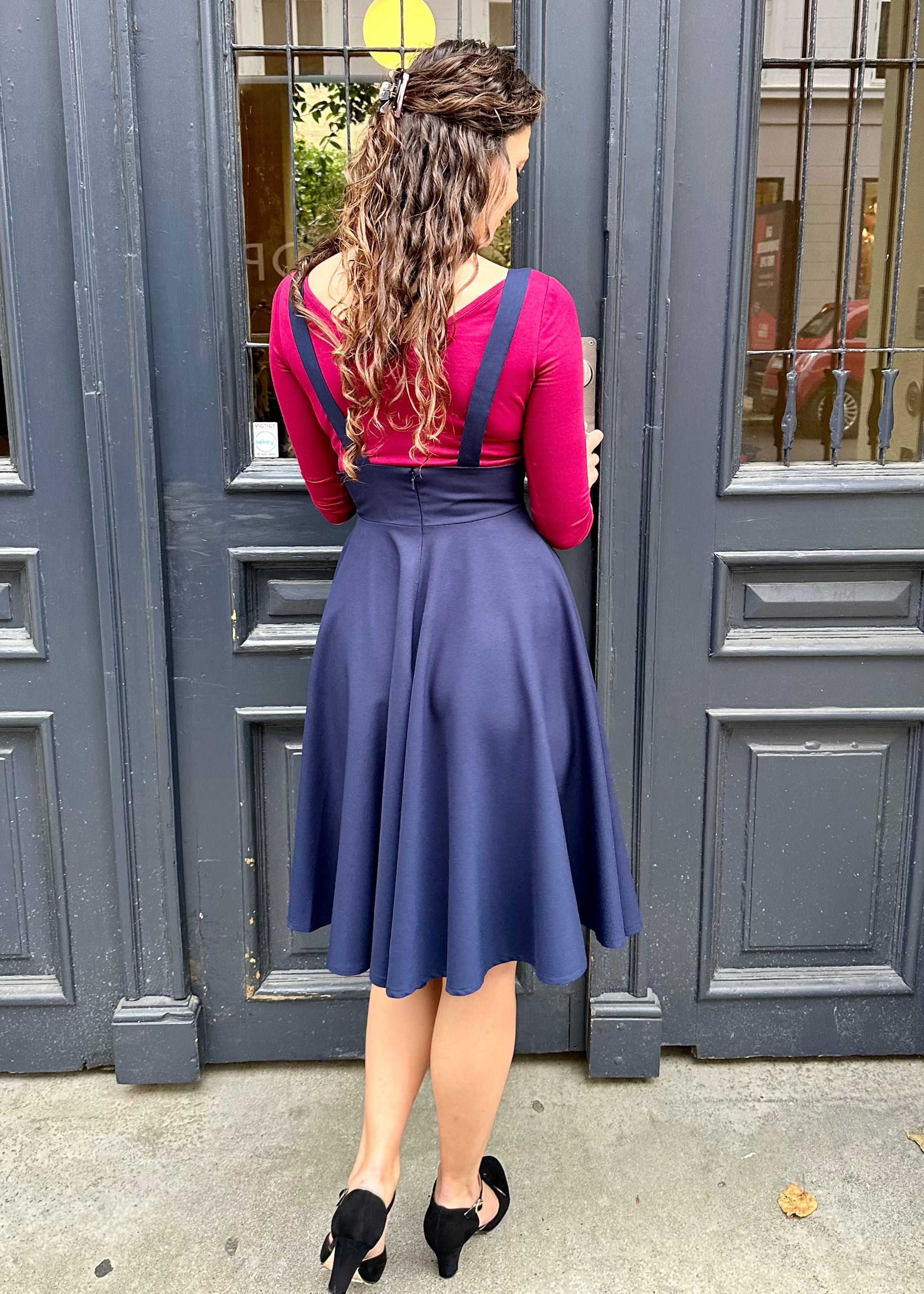 Pinafore swingnederdel i navy blå Nederdel Daisy Dapper 