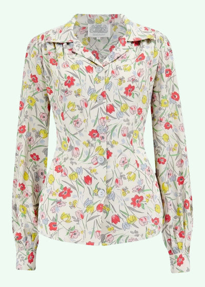 Poppy vintage stils skjortebluse i blomster print toej Seamstress Of Bloomsbury 