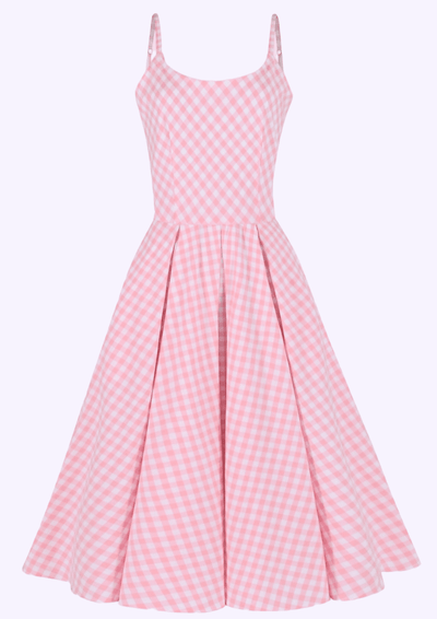 Priscilla swingkjole i rosa gingham tern Kjoler Pretty Dress Company 