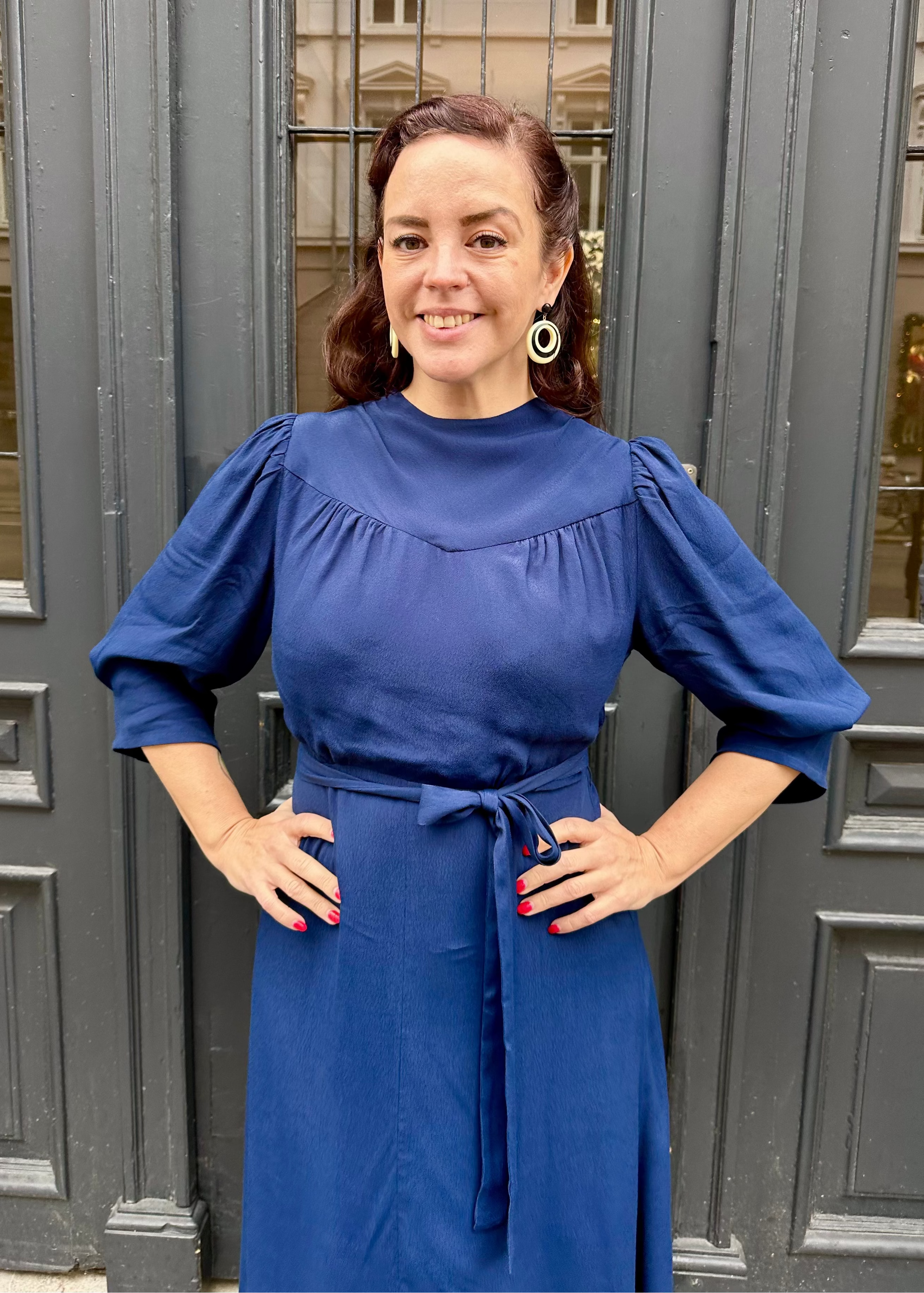 Rita midi kjole - navy blå aline kjole Weekend Doll 