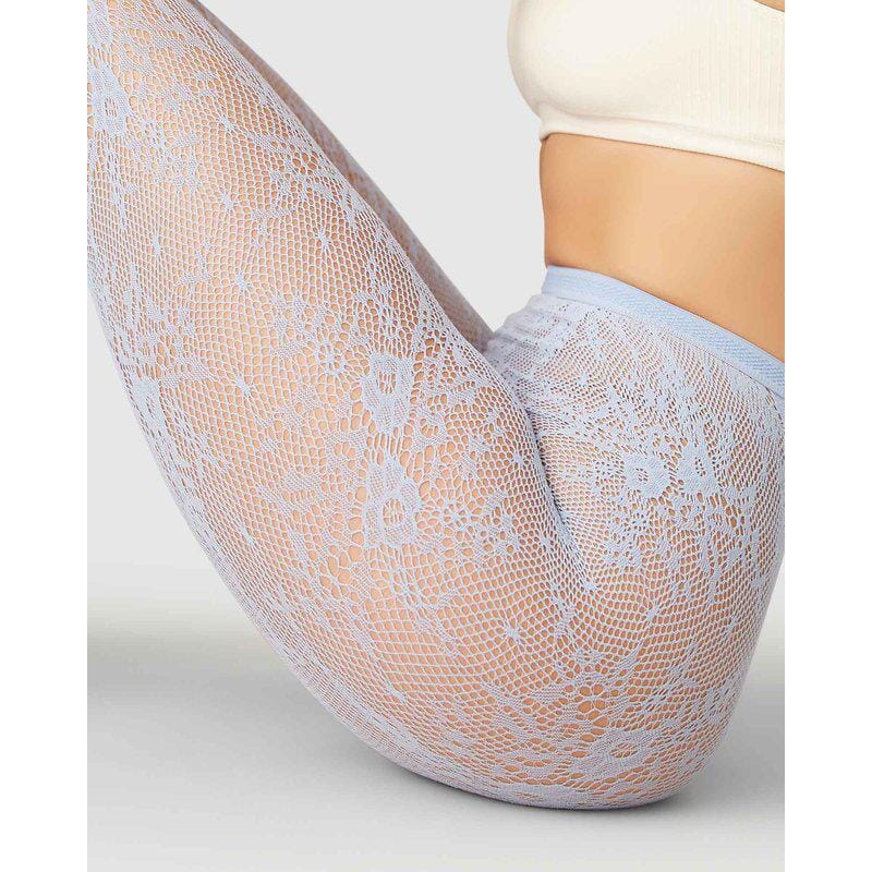 Rosa blonde strømpebukser i støvet blå Accessories Swedish Stockings 