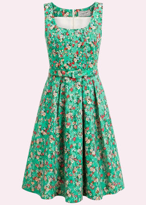 Rosie swingkjole med brede stropper - mint bloom swing kjole Daisy Dapper 