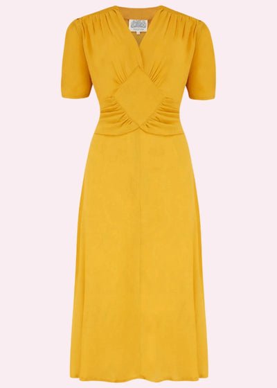 Ruby A-line kjole i gul mustard Kjoler Seamstress Of Bloomsbury 