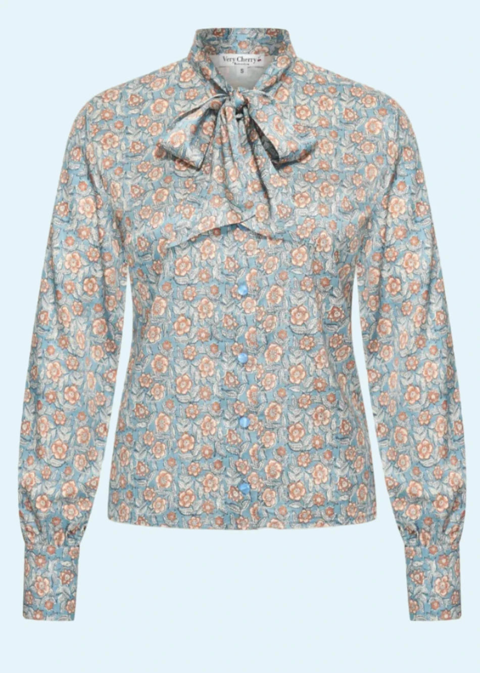 Ruffle Blouse i Autumn Bloom med bindesløjfe langærmet skjorte Very Cherry 