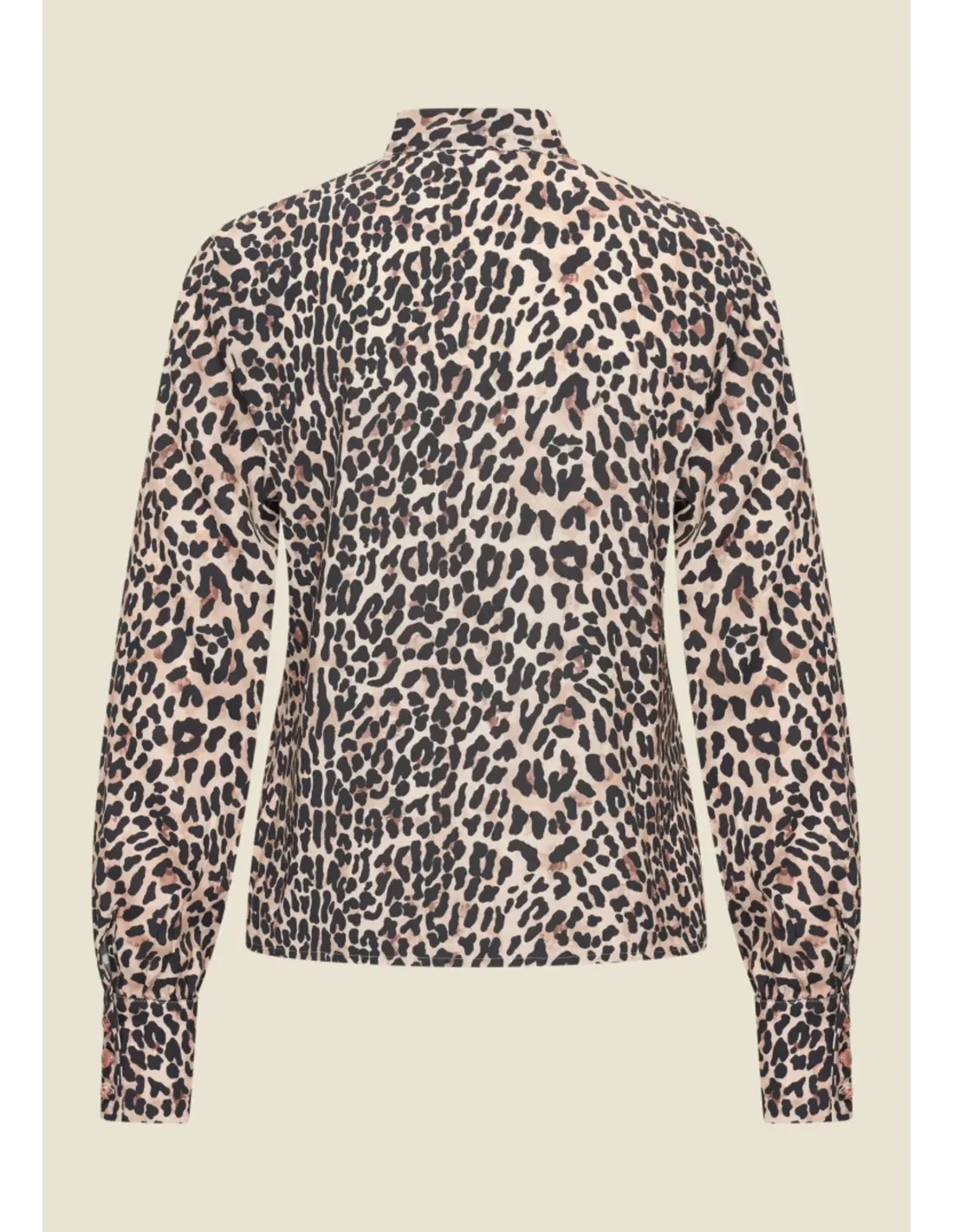 Ruffle Blouse i leopard print med bindesløjfe langærmet skjorte Very Cherry 
