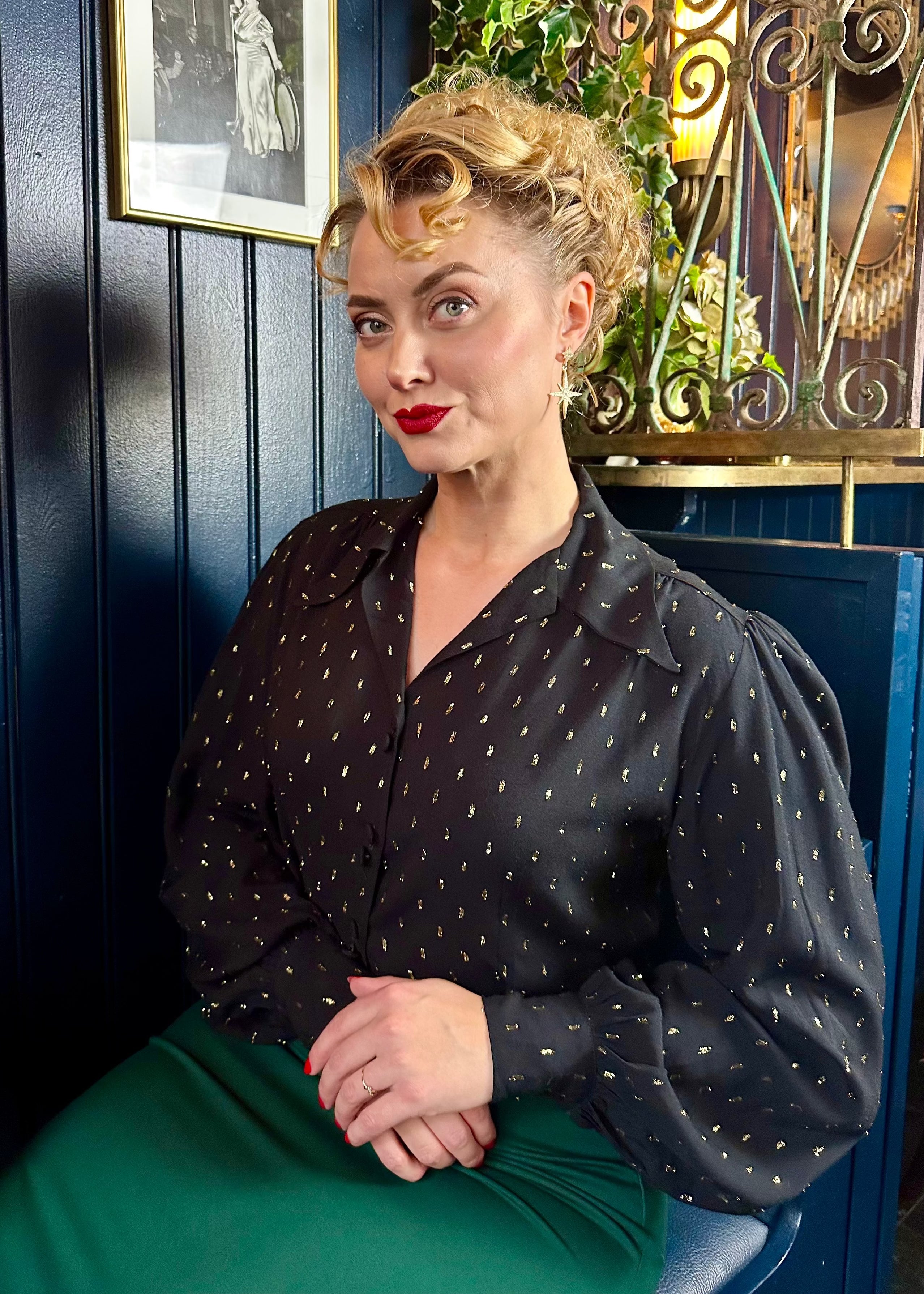 Spellbound skjorte - sort med guld langærmet skjorte Freddies Of Pinewood 