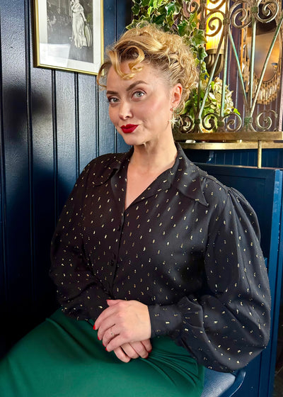 Spellbound skjorte - sort med guld langærmet skjorte Freddies Of Pinewood 