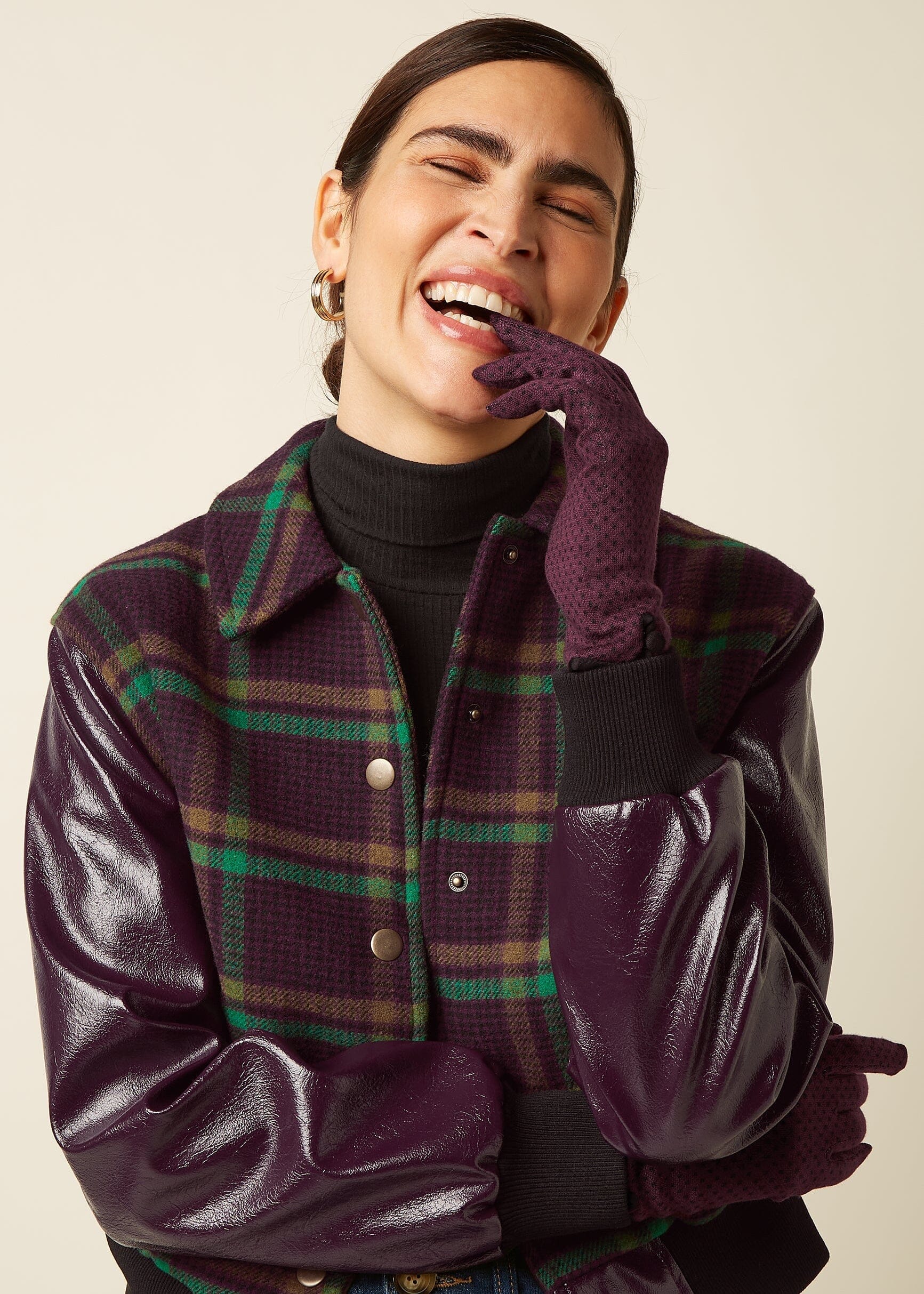 Strik handsker - vinrød prik handsker King Louie 