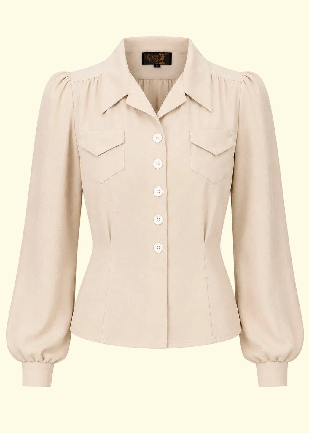 Sweetheart vintage stils skjorte - creme langærmet skjorte House of Foxy 