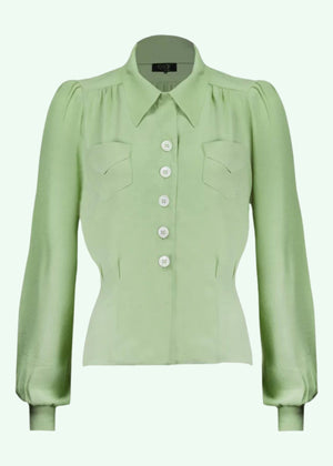 Sweetheart vintage stils skjortebluse i pistacie tøj House Of Foxy 