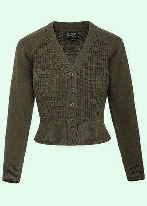 The Cable Knit College Cardigan - Grøn cardigan Emmy Design 