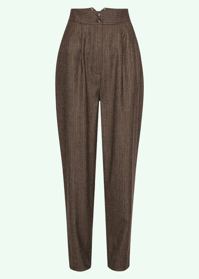 The Hepper Hepburn slacks i brun nålestribet tøj Emmy Design 