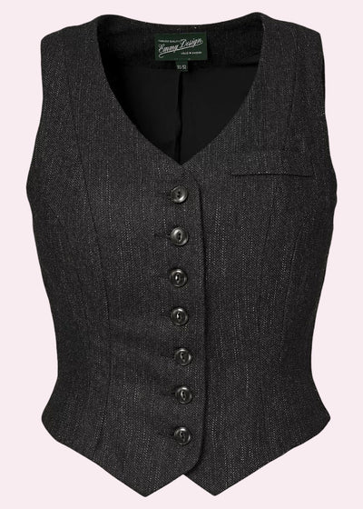 The Suit Up Waistcoat Black & charcoal tweed Emmy Design 