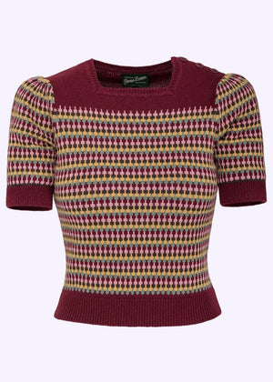 The Technicolor Top - Vinrød bluse Emmy Design 