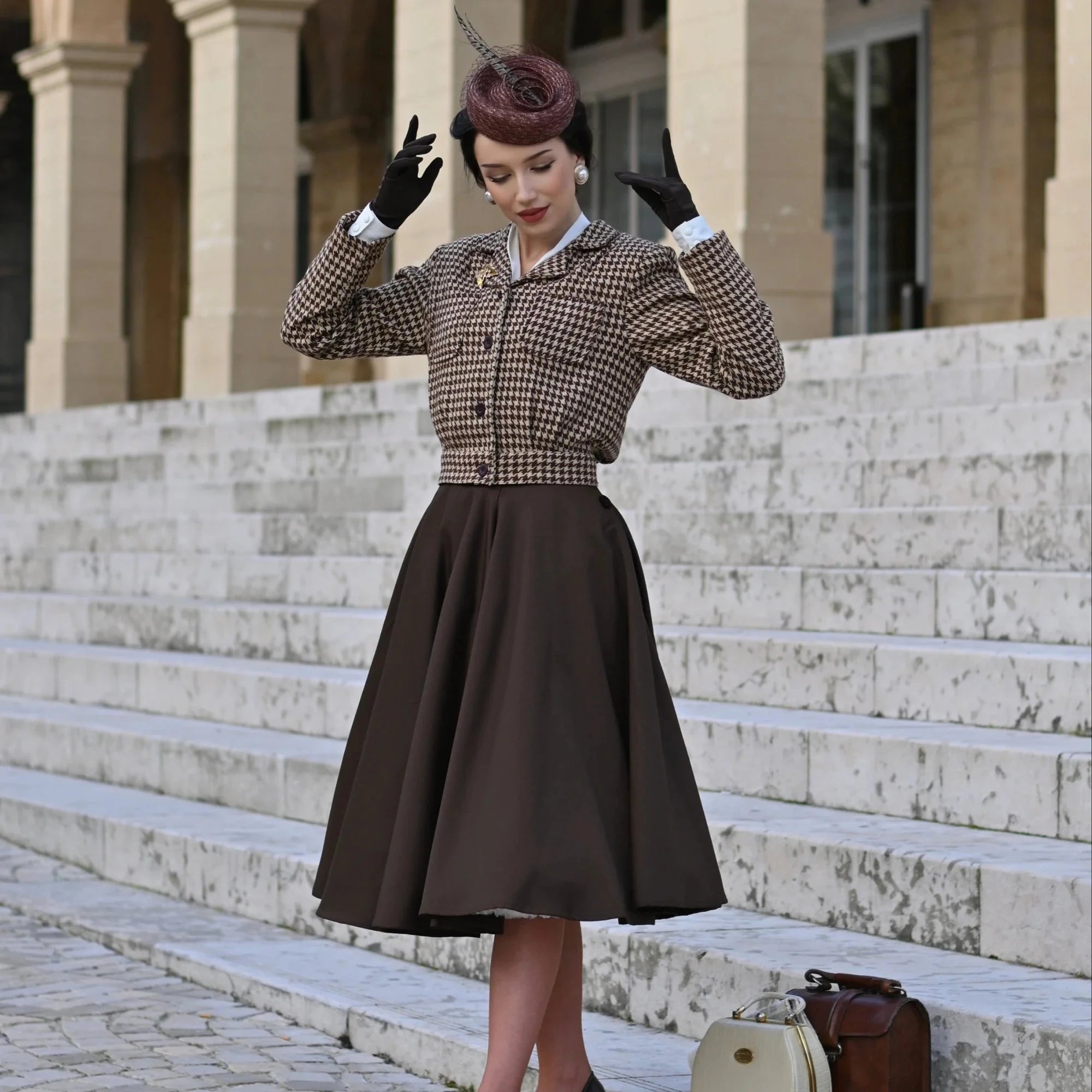 Utility jakke - brun pepitetern frakke Seamstress Of Bloomsbury 