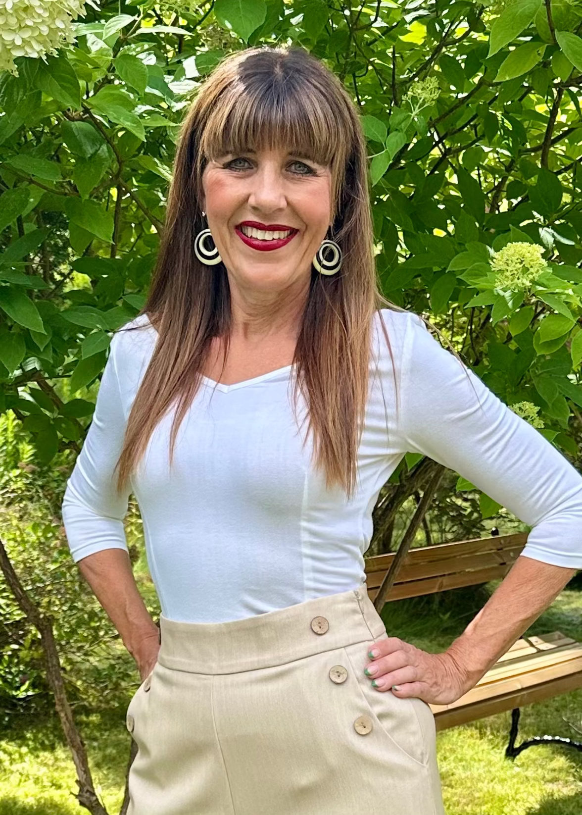 Vendbar boatneck top i hvid jersey top Daisy Dapper 