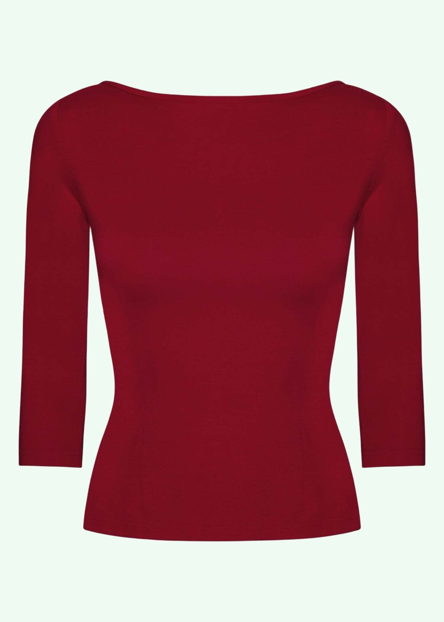 Vendbar boatneck top i klassisk rød - deluxe jersey top Daisy Dapper 