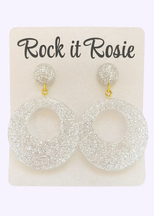 Vintage style hoop øreringe, Sølv glitter Accessories Rock It Rosie 