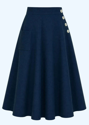 Whirlaway swing nederdel - navy blå swing nederdel House of Foxy 