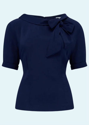 Bloomsbury: Cindy skjorte med korte ærmer i navy) Seamstress Of Bloomsbury 