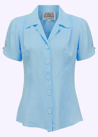 Bloomsbury: Grace kortærmet skjorte i lyseblå Seamstress Of Bloomsbury 