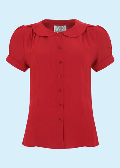 Bloomsbury: Jive skjorte med rund krave i Rød toej Mondo Kaos 