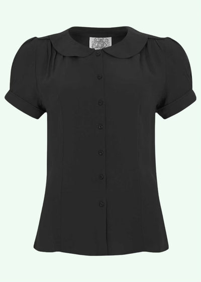 Bloomsbury: Jive skjorte med rund krave i sort toej Seamstress Of Bloomsbury 