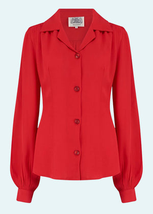 Bloomsbury: Poppy vintage stils skjortebluse i rød toej Seamstress Of Bloomsbury 