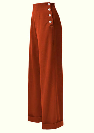 House of Foxy: Højtaljede swing bukser med brede ben i rust toej House Of Foxy 